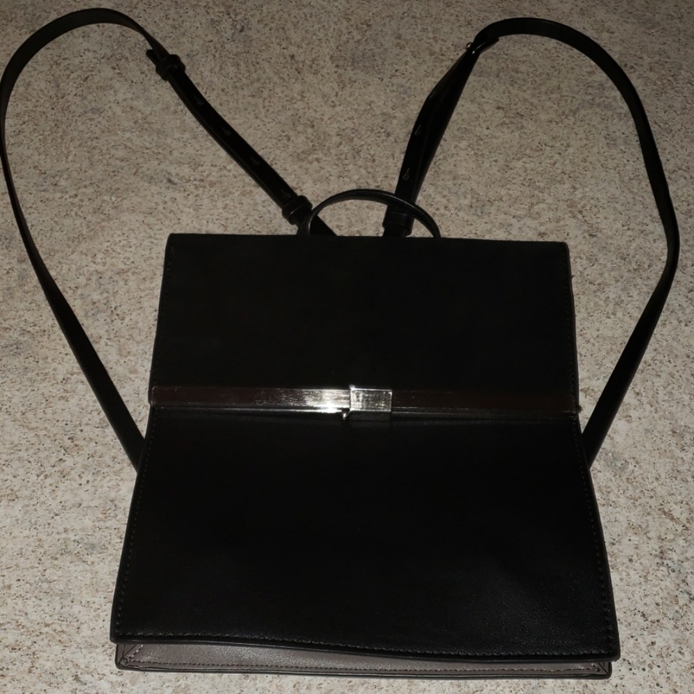 ZARA black leather suede convertible backpack
